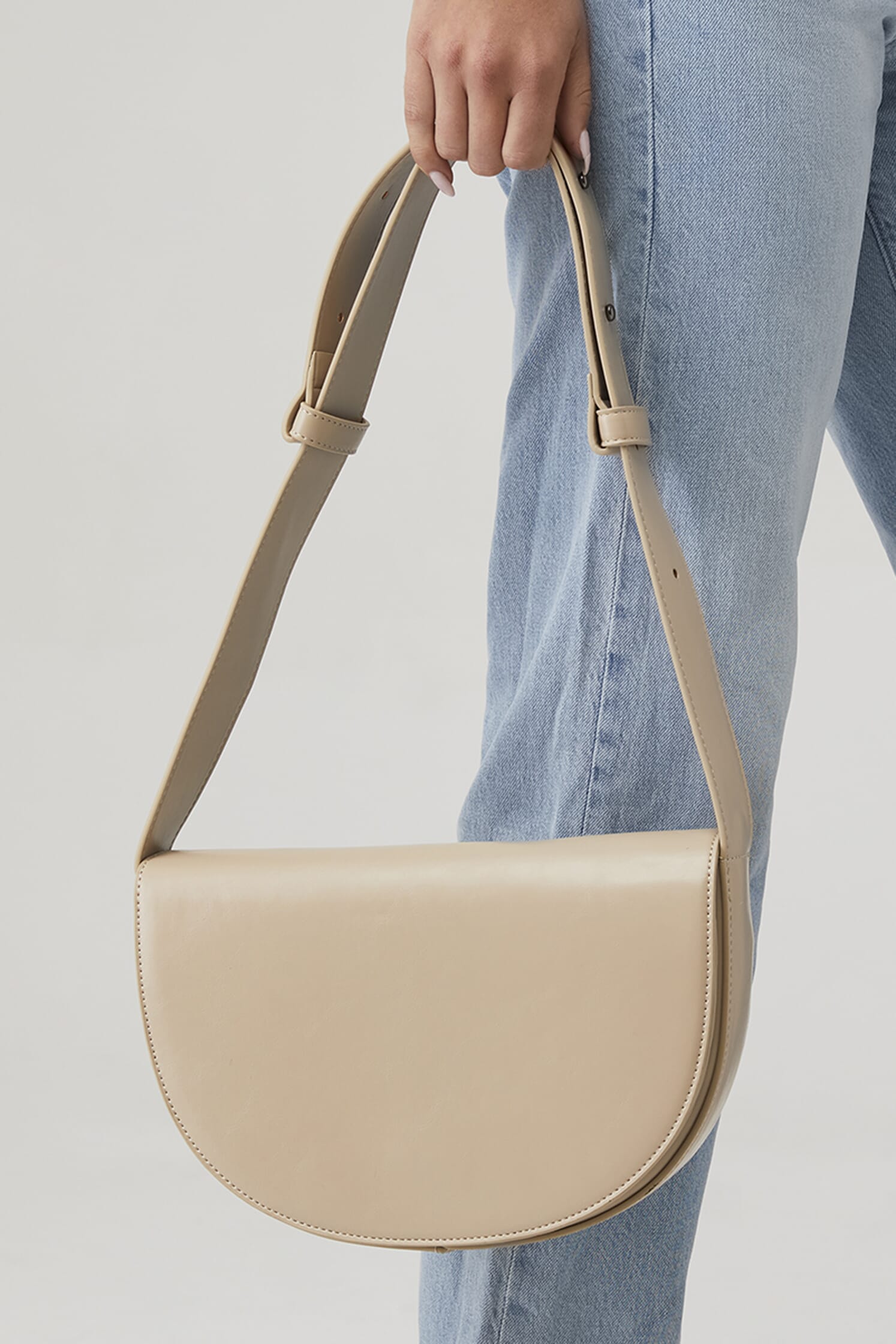 HVISK | Cliff Shiny Structured Bag in Light Nude| FashionPass