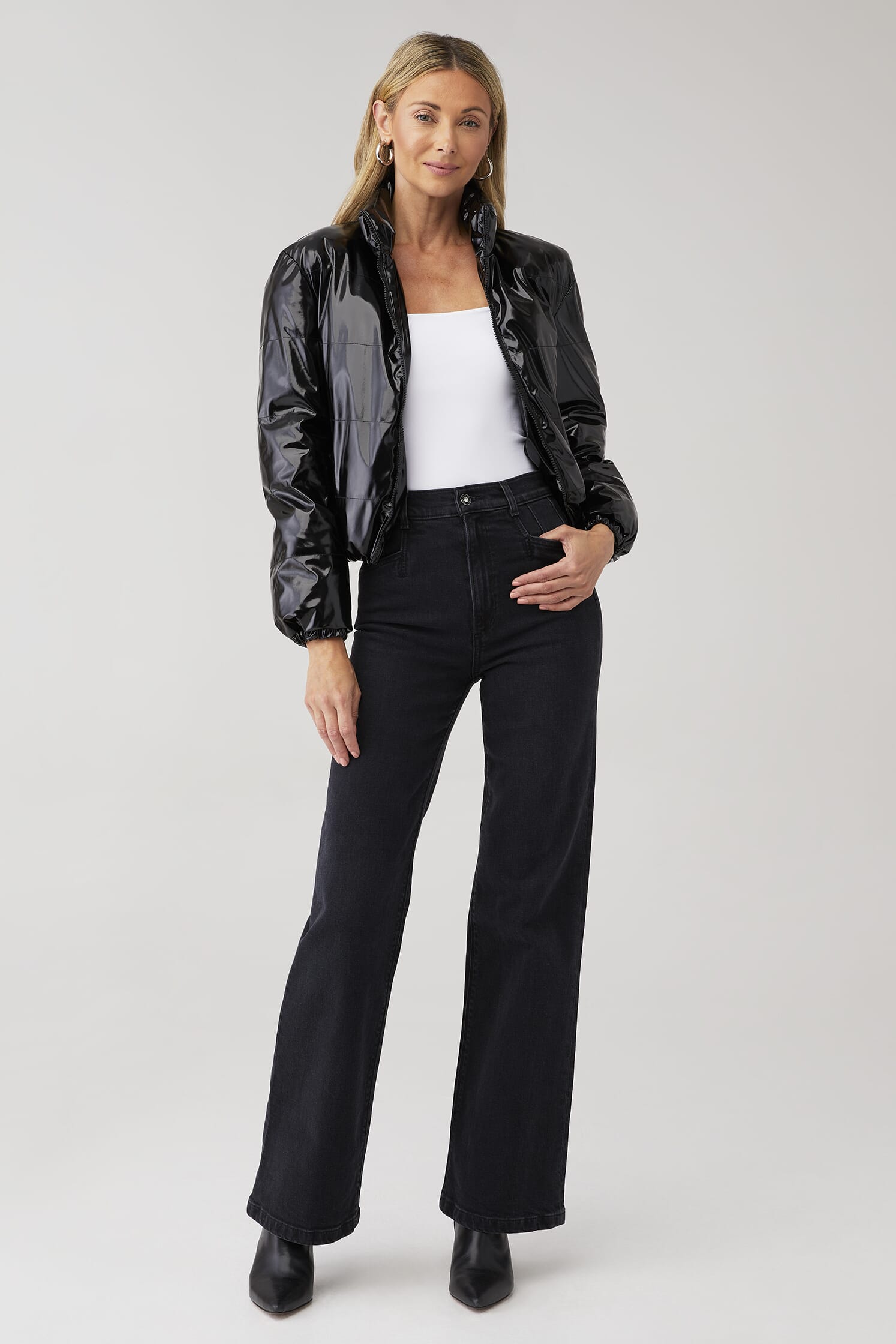 knee length dresses for ladies Bb DAKOTA by STEVE MADDEN faux leather bomber jacket main image 1