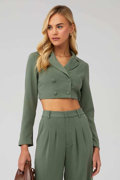 Cropped hot sale green blazer