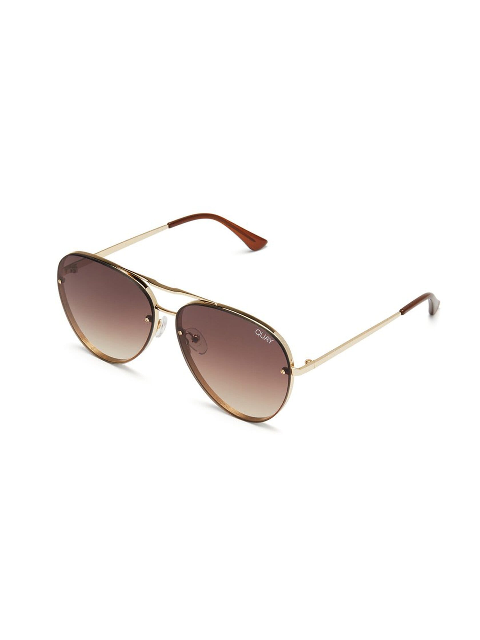 Quay Australia Cool Innit Sunglasses in Gold/Brown