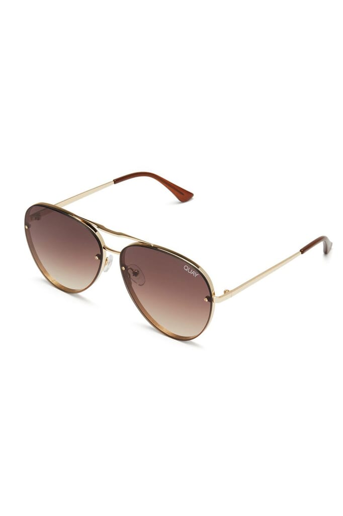 Quay Australia Cool Innit Sunglasses in Gold/Brown