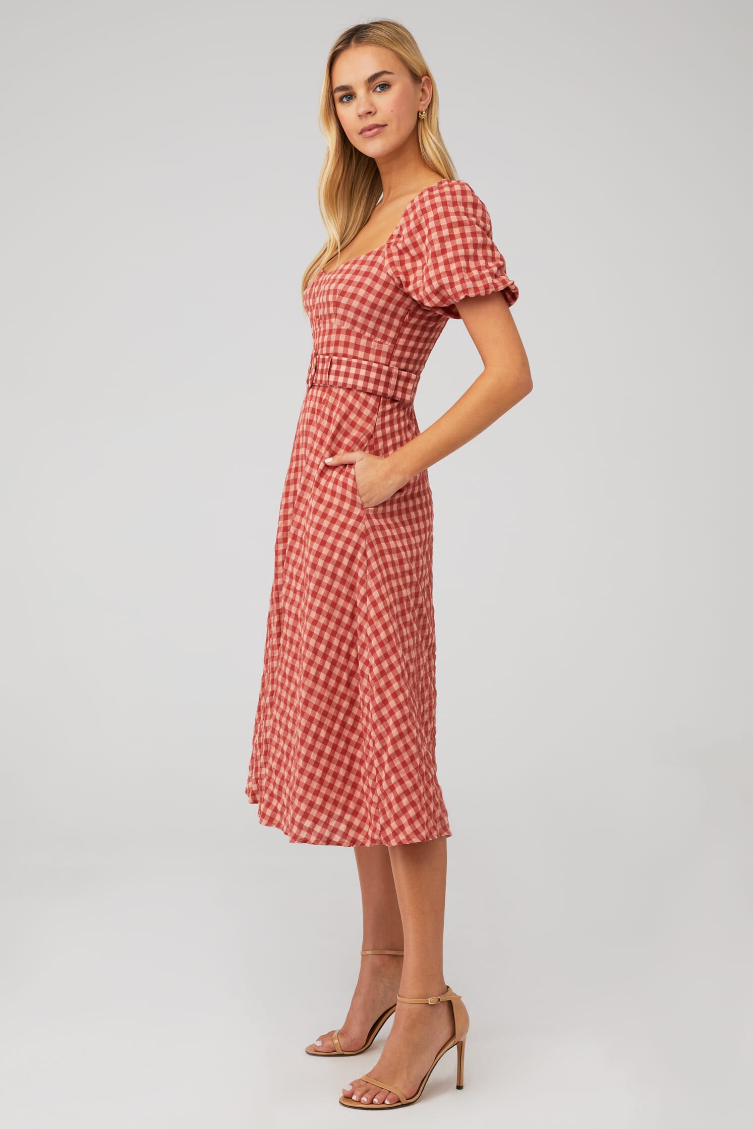 saffy midi dress Brown Ditsy Floral Puff Sleeve Saffy Midi Dress