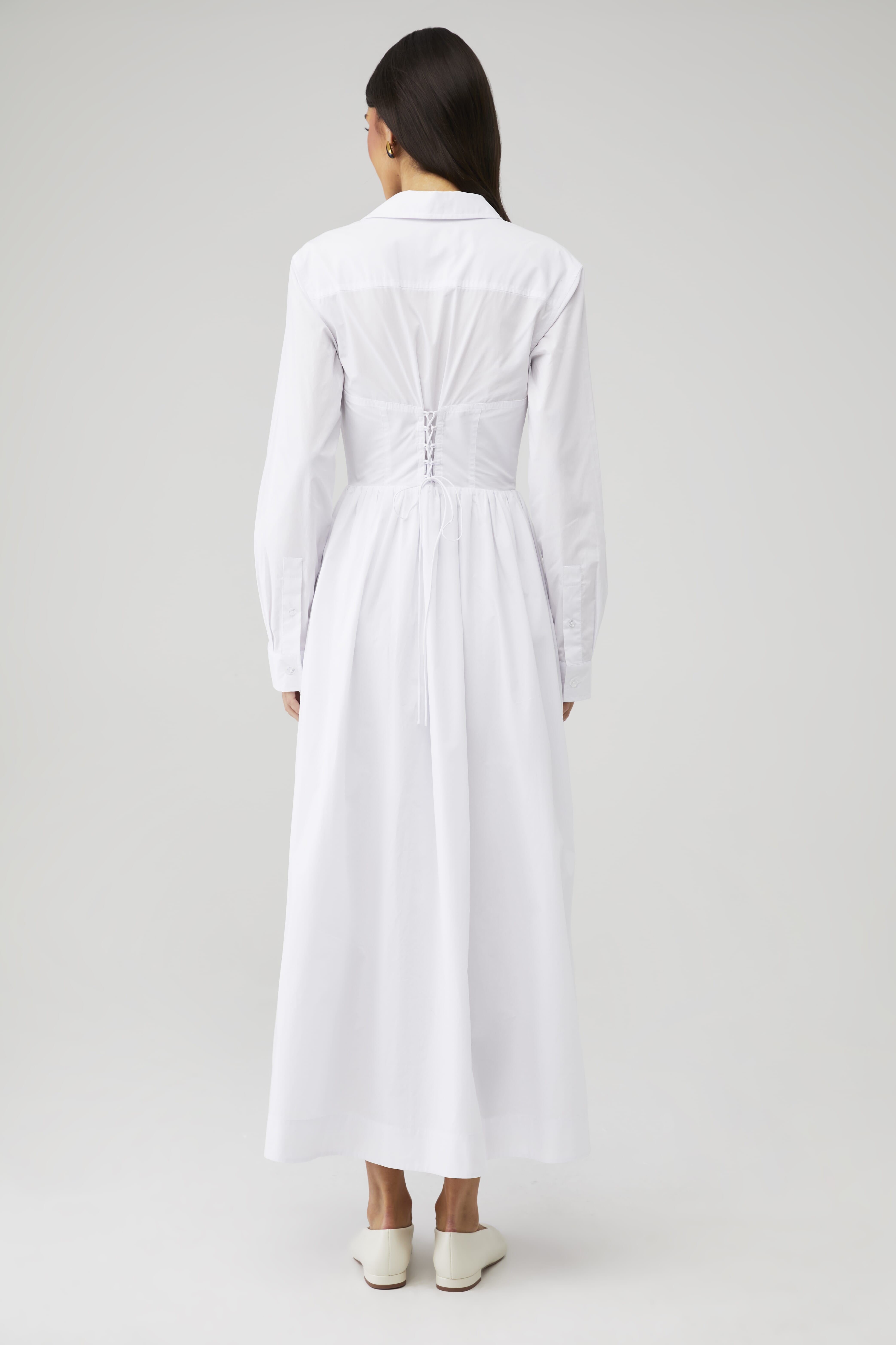 white christmas dresses Voluminous Poplin Corset Midi Dress main image 1