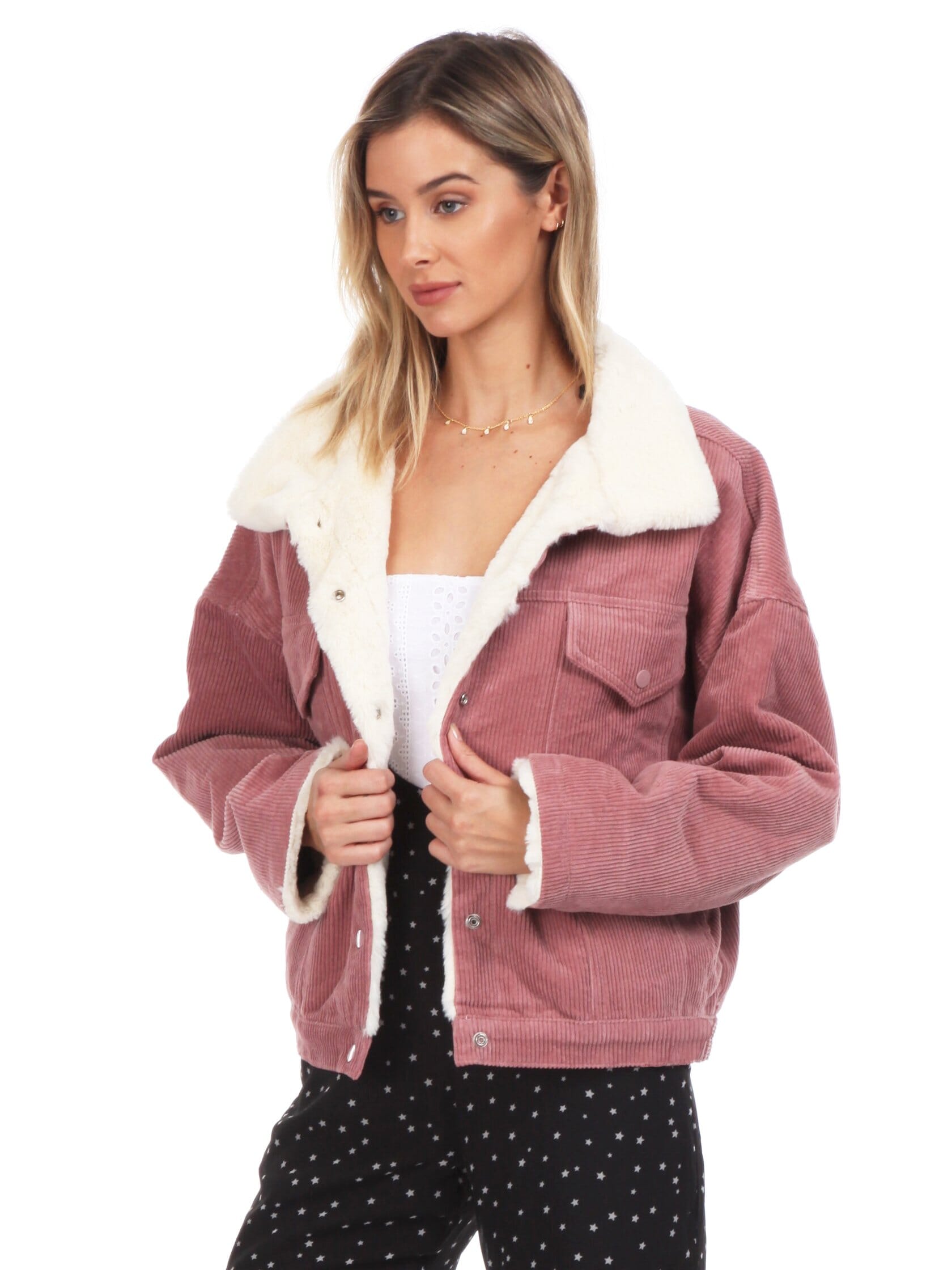 Sadie & Sage Corduroy Jacket in Dusty Rose FashionPass