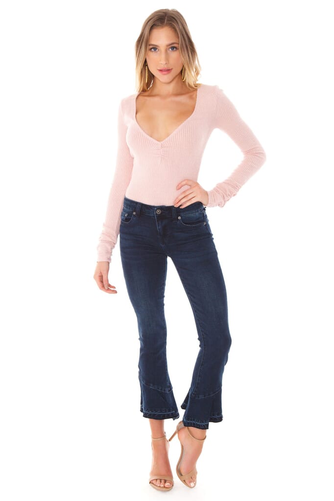 Free People Cozy Up With Me Bodysuit in Pink Salt