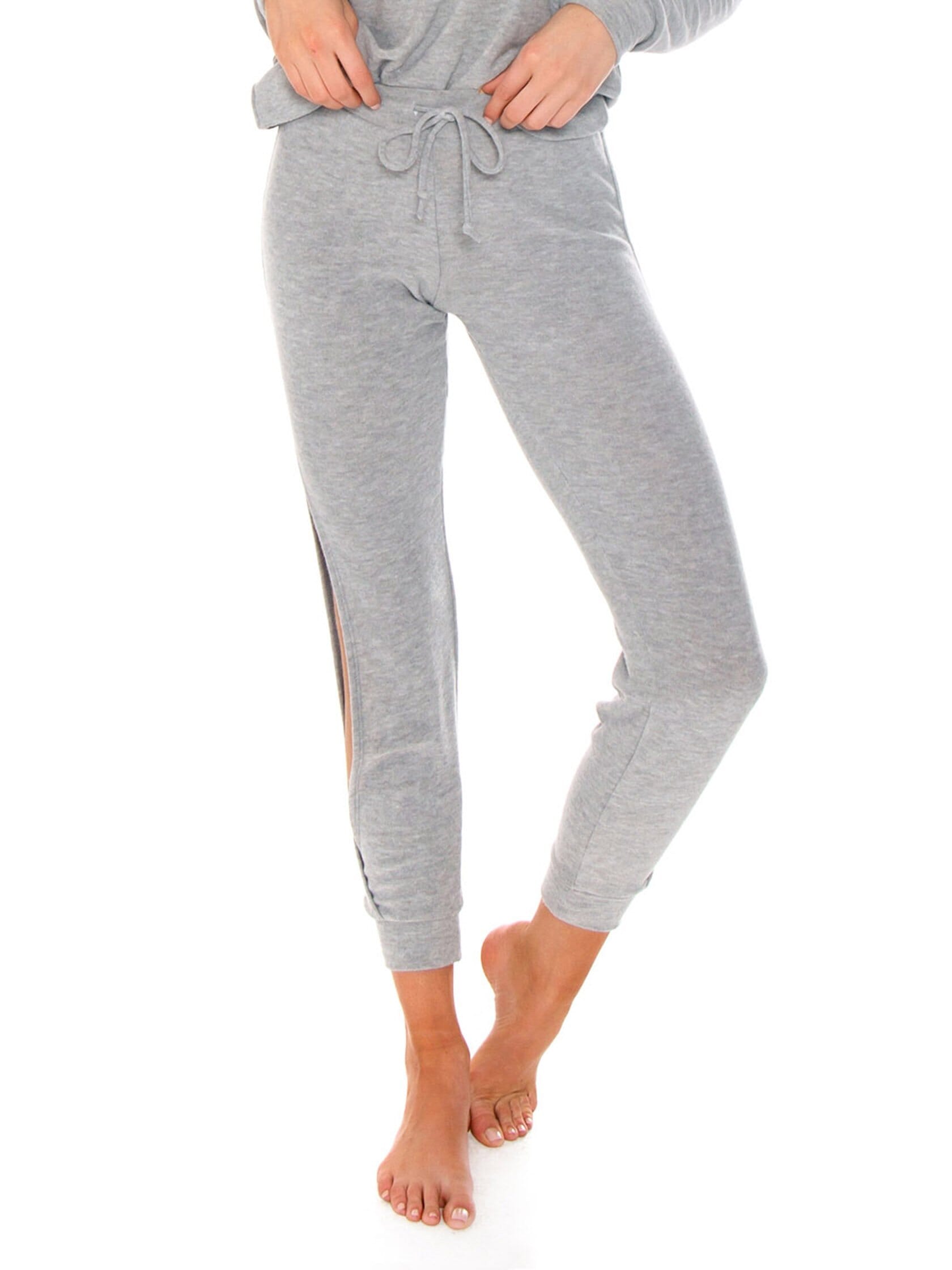 Chaser | Cozy Knit Open Vent Jogger in Light Grey | FashionPass