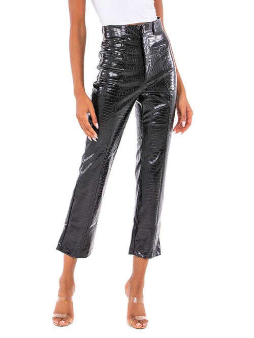 BARDOT | Croc Vegan Lear Pant in Black 