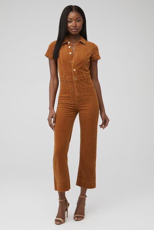 Show Me Your Mumu | Cropped Everhart Jumpsuit in Camel Corduroy