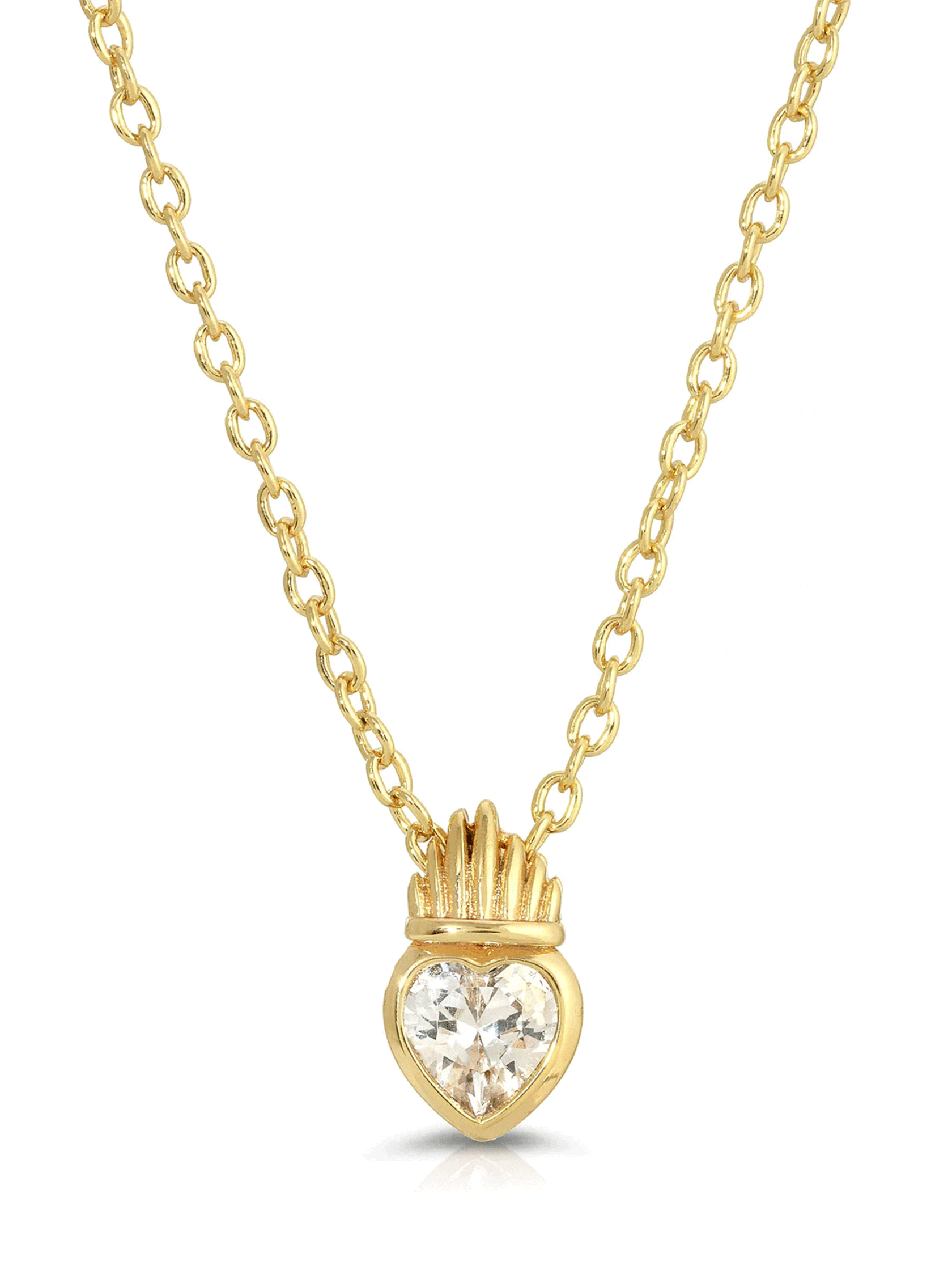 Joy Dravecky Crown Heart Charm Necklace in Gold FashionPass