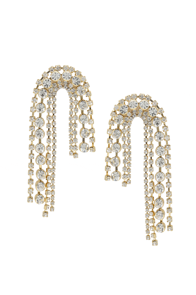 Ettika, Crystal Arch Statement Earrings in Gold