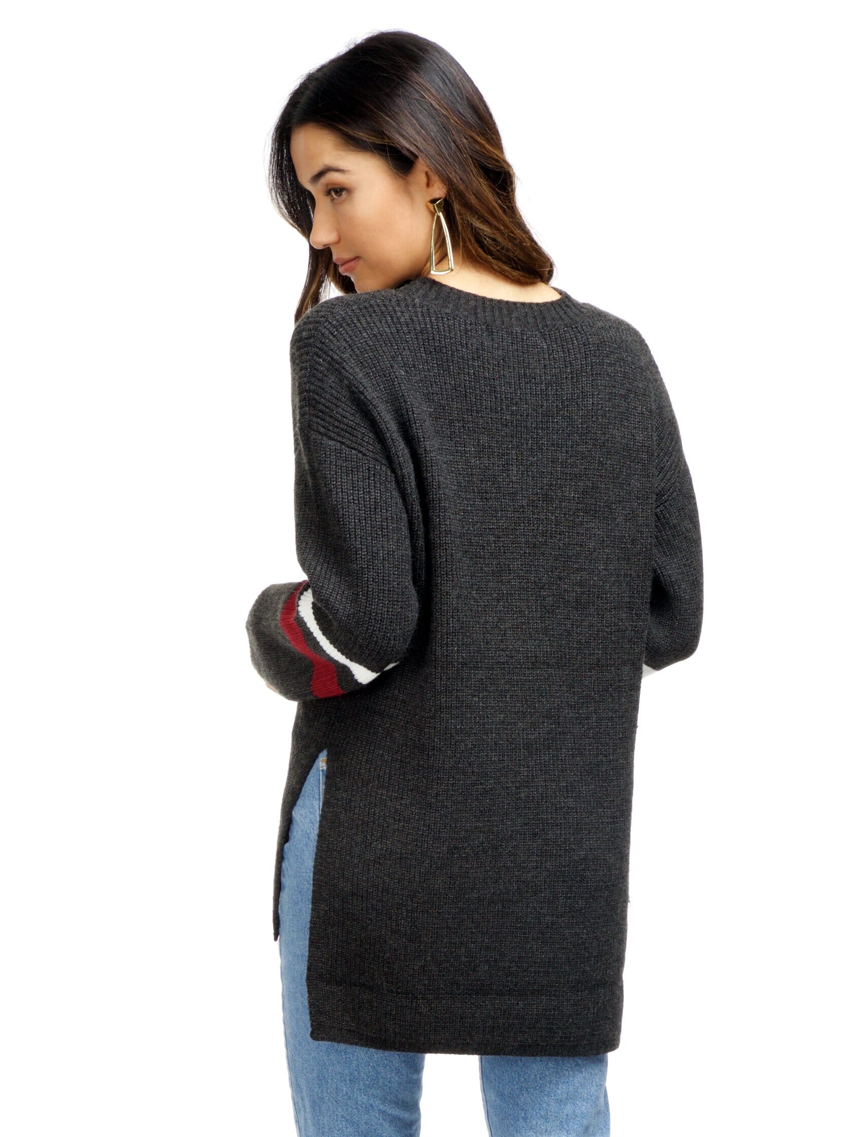 Strut & Bolt Cutout Stripe Sweater in Charcoal Grey FashionPass