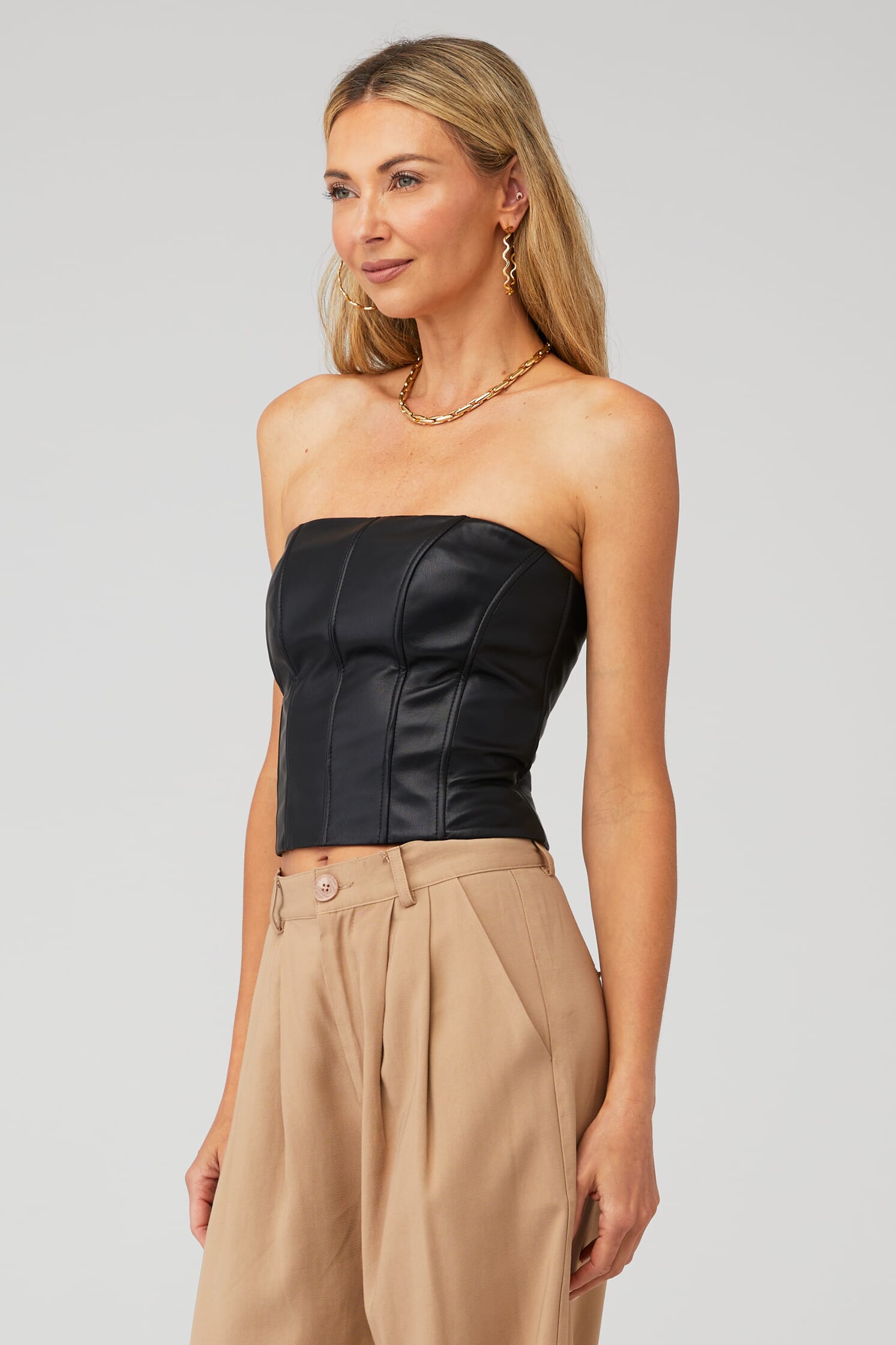 LAMARQUE | Davina Faux Lear Bustier in Black| FashionPass LAMARQUE | Davina Faux Lear Bustier in Black| FashionPass