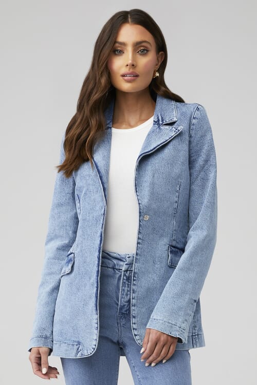 Women's denim hot sale blazer jacket