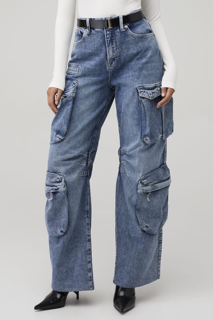 Hudson Jeans High Rise Wide Leg Cargo in Spring Indigo