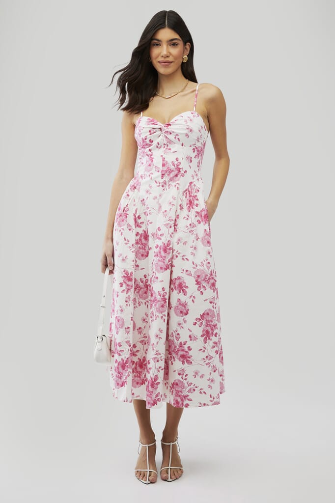 white christmas dresses Adaline Broderie Midi Dress - Blue White main image 1