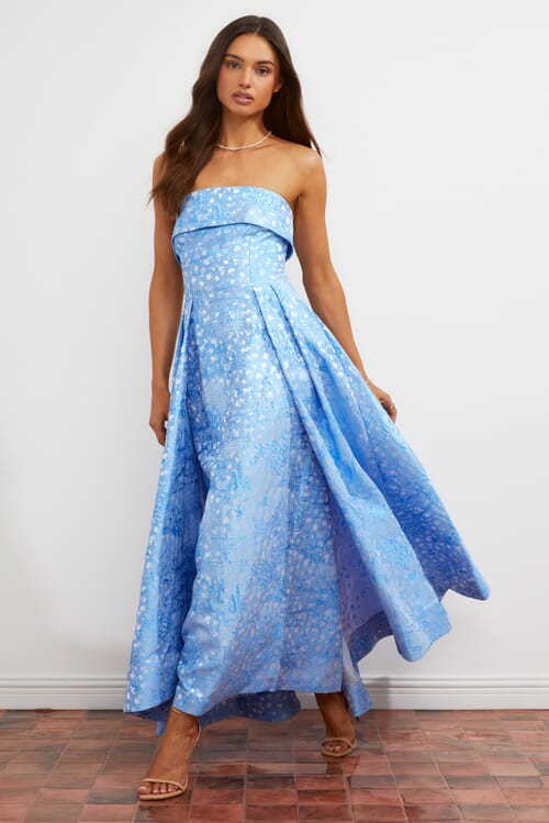 knee length dresses for ladies Lupin Pleated Tiered Maxi Dress