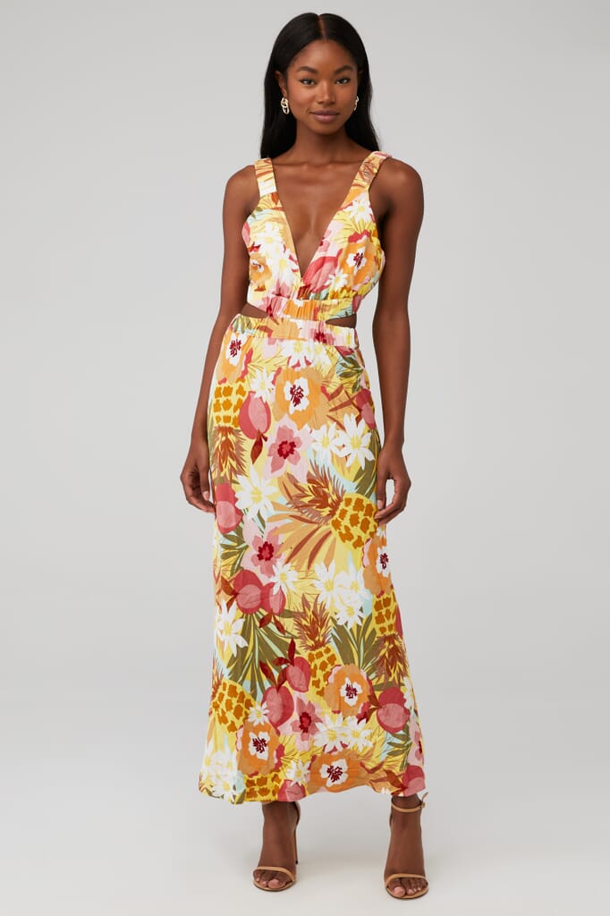 MINKPINK | Domenica Cutout Midi Dress in Tropical| FashionPass