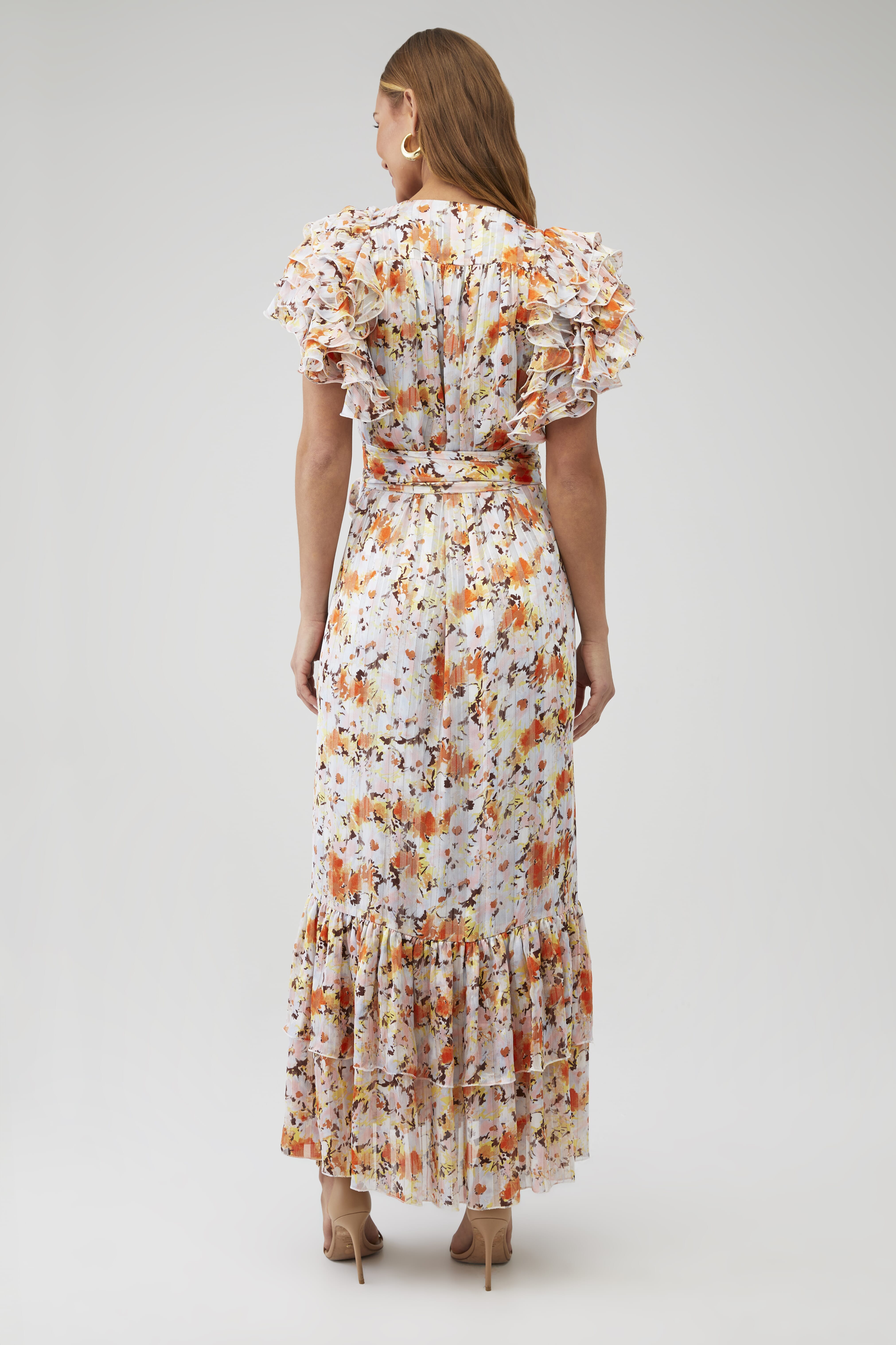 knee length dresses for ladies Flora Strapless Gown in Pink & Green Floral