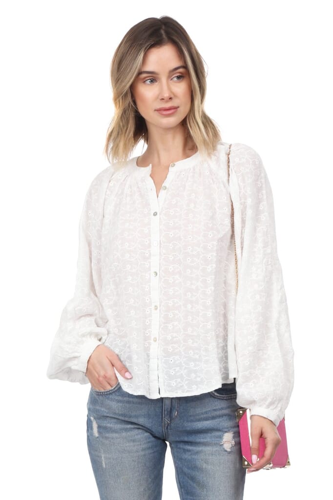 Free People, Down From Clouds Peasant Top in White