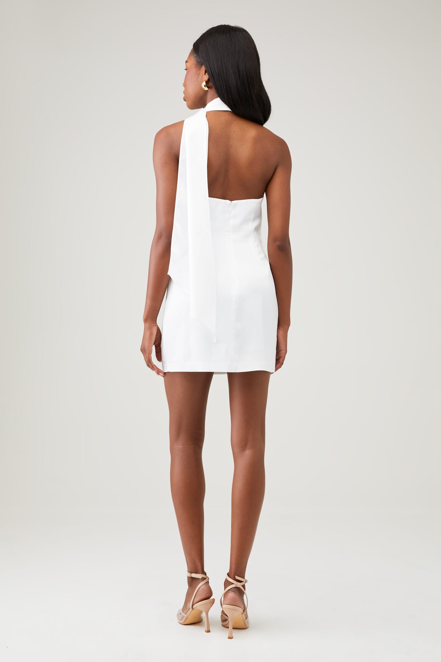 dorie off shoulder cut out mini dress Hardware Detail Off-Shoulder Cut-Out Mini Dress in White - 4