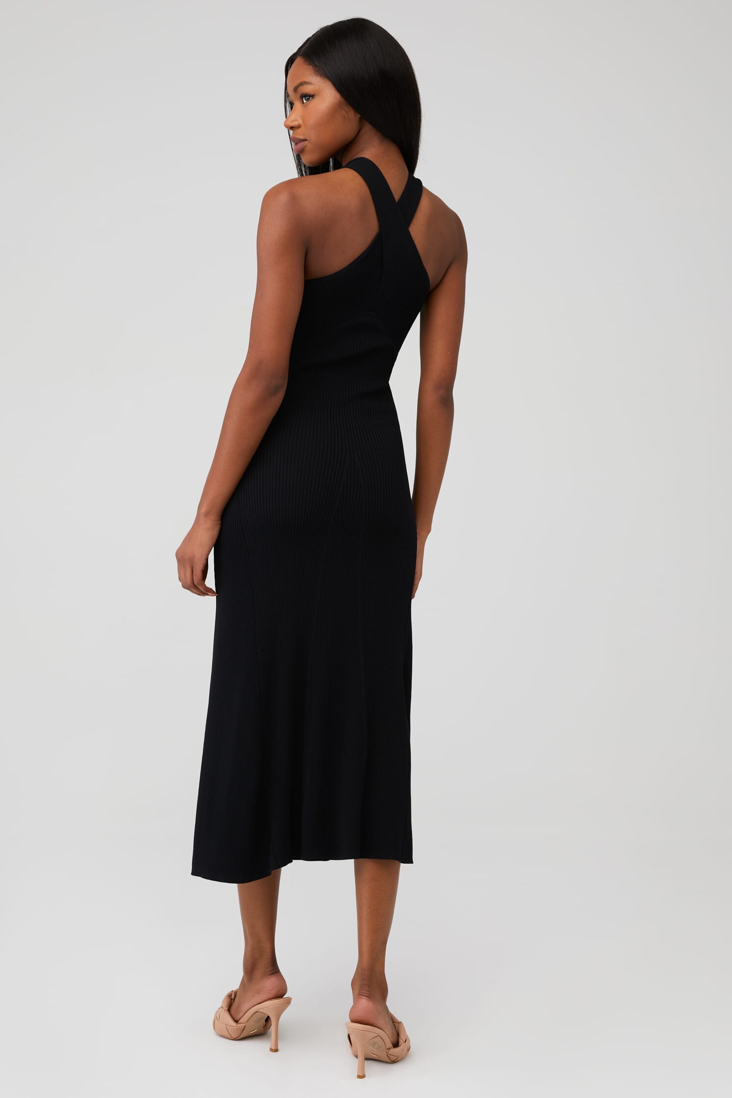 Line & Dot | Dre Criss Cross Midi Dress in Black| FashionPass