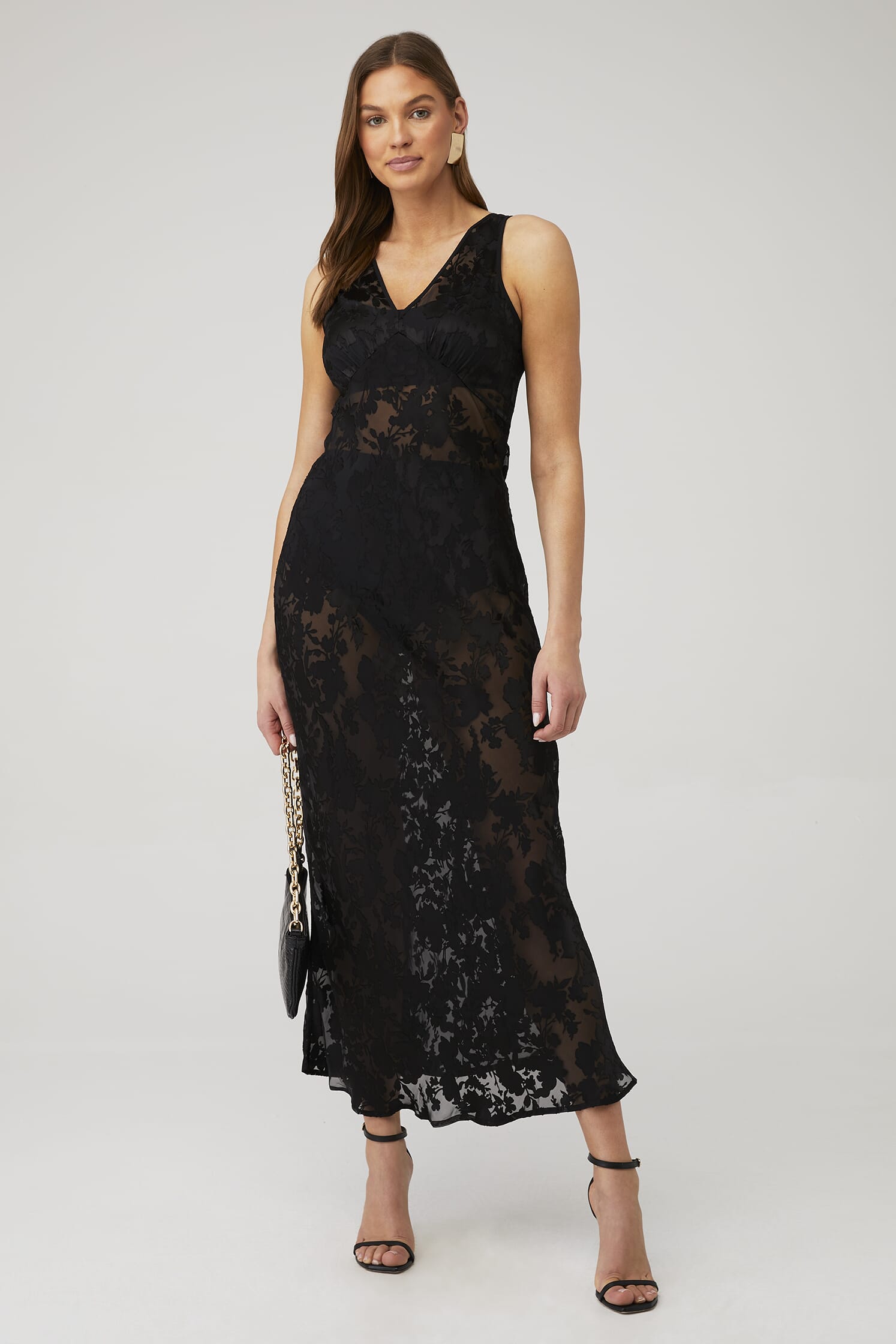 black burnout dress Deborah Velvet Burnout Dress Black / XS