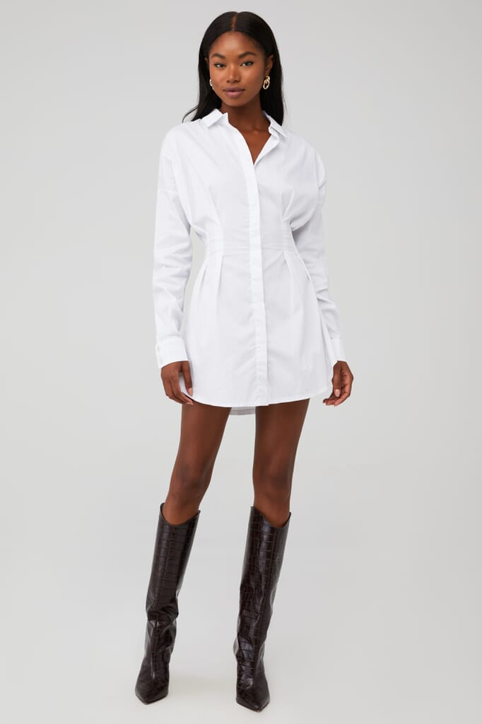 OW Collection | Ella Shirt Dress in White| FashionPass