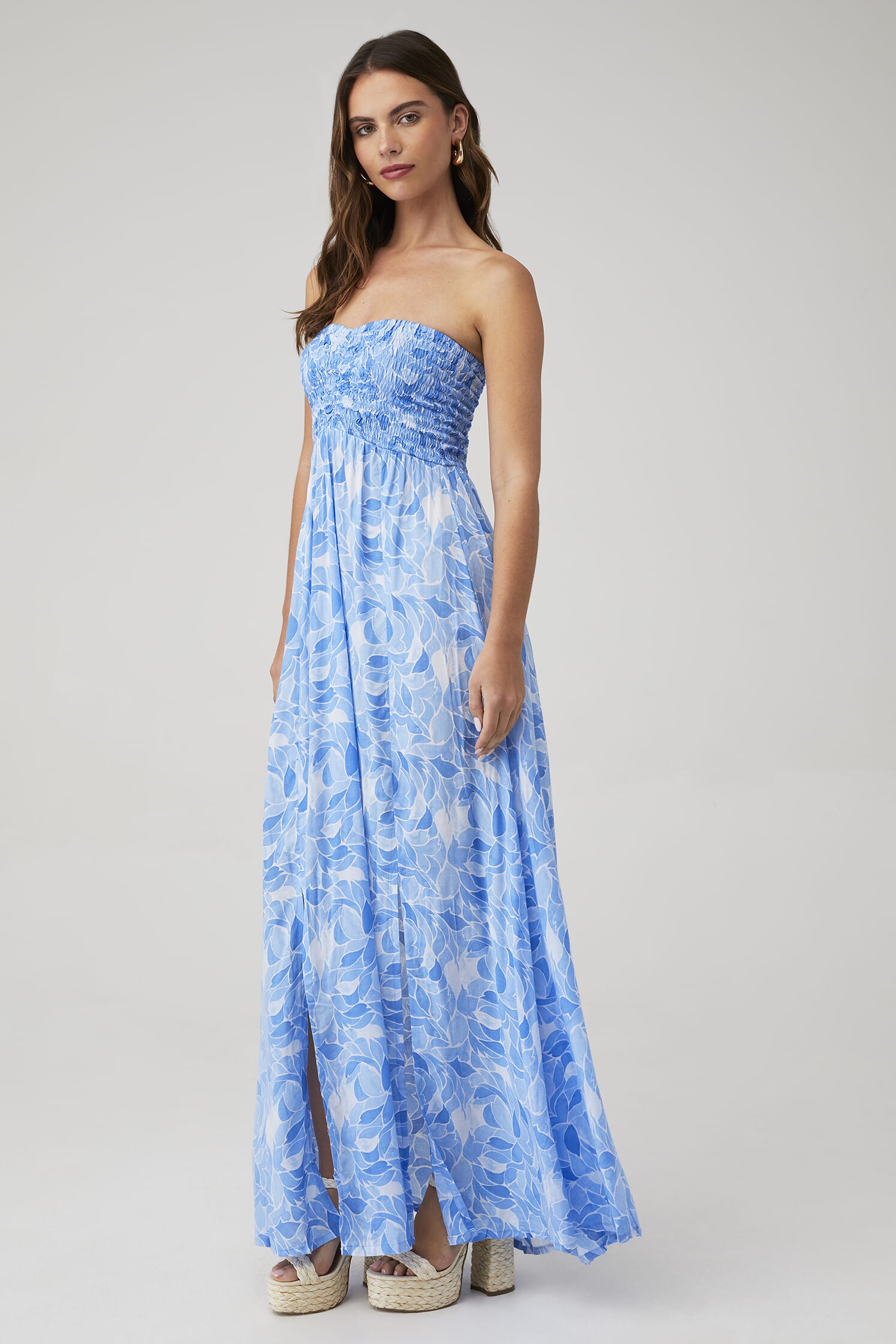 TIARE HAWAII | Emilia Maxi Dress in Scattered Petals Sky| FashionPass