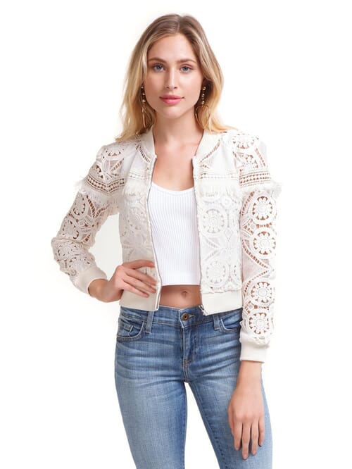 bb dakota lace bomber jacket