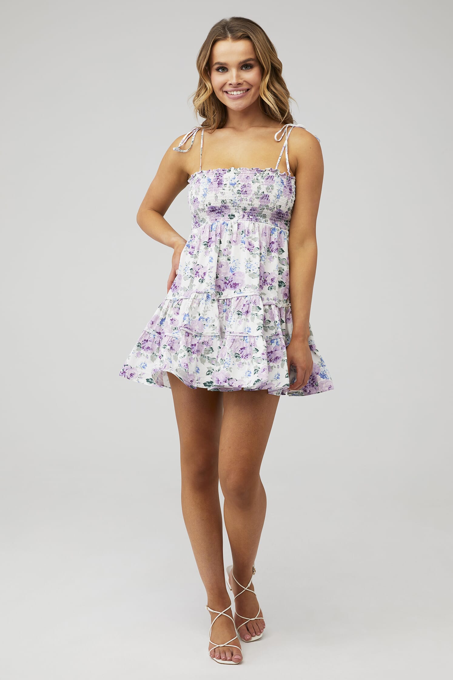 RAYS FOR DAYS | Emma Mini Dress in Purple Ditsy Floral| FashionPass