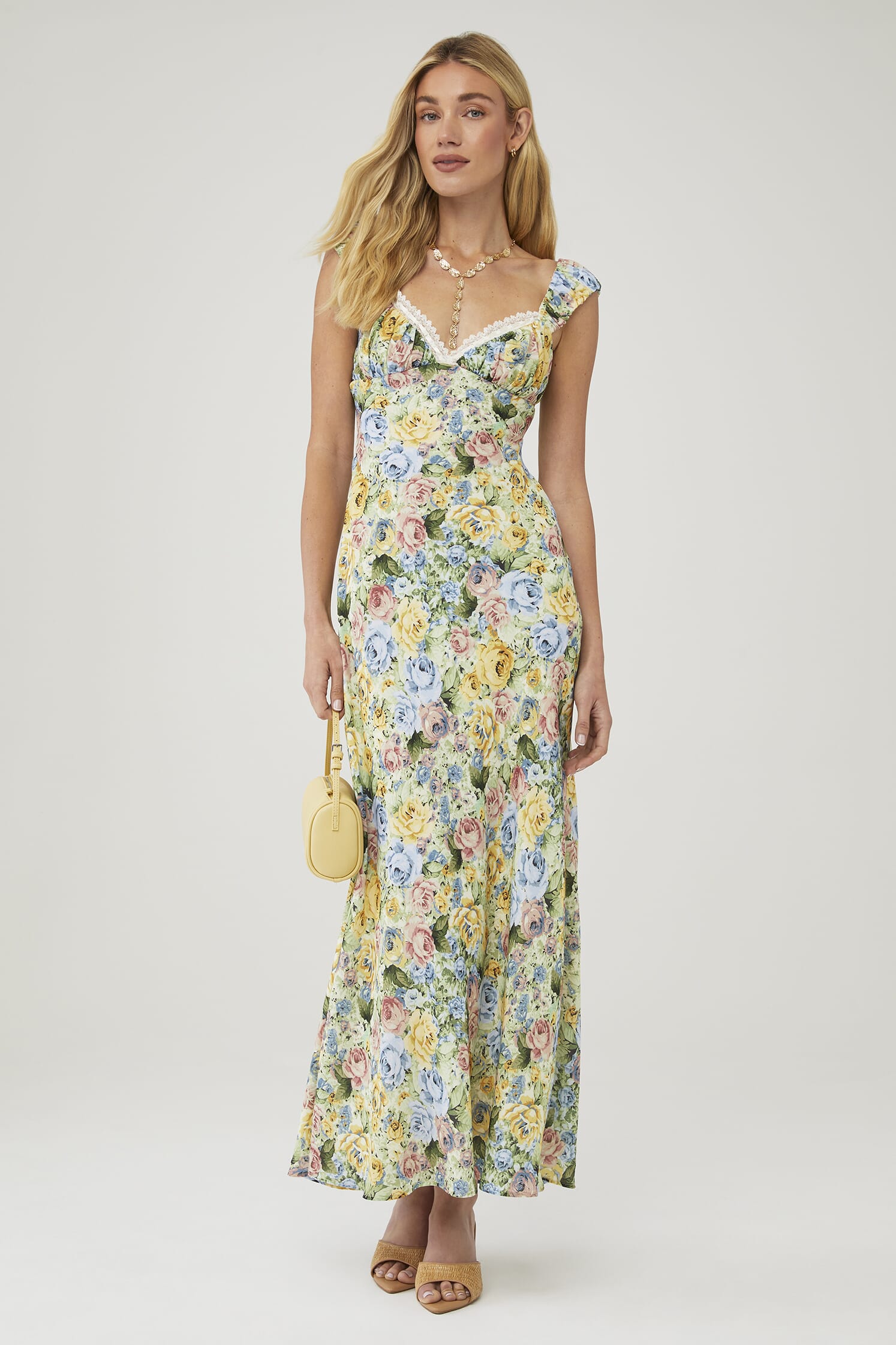 striped maxi dress blue white Stripe Ruffle Maxi Dress