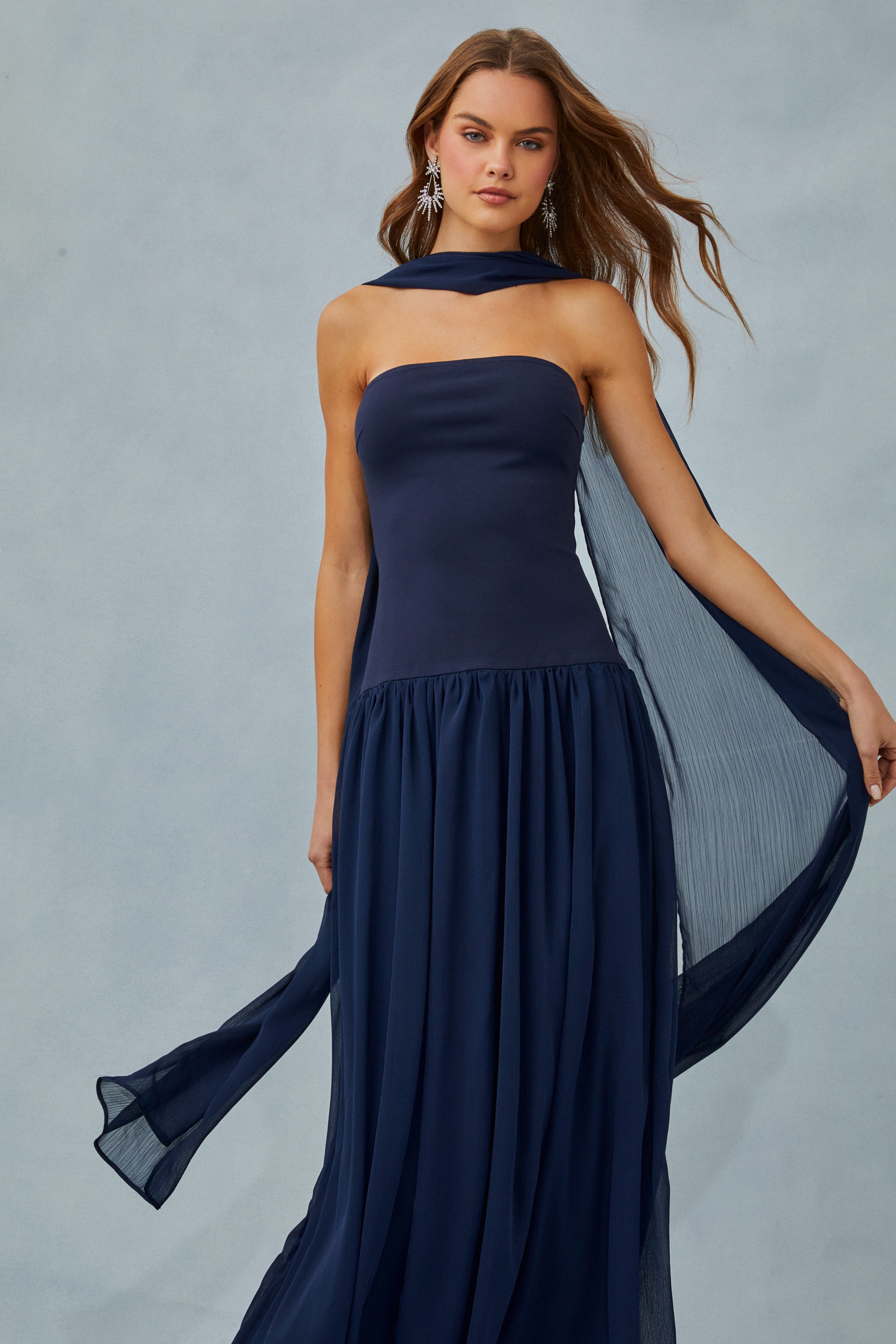 ELLIATT | X Fashionpass Emmeline Sash Gown in Navy| FashionPass