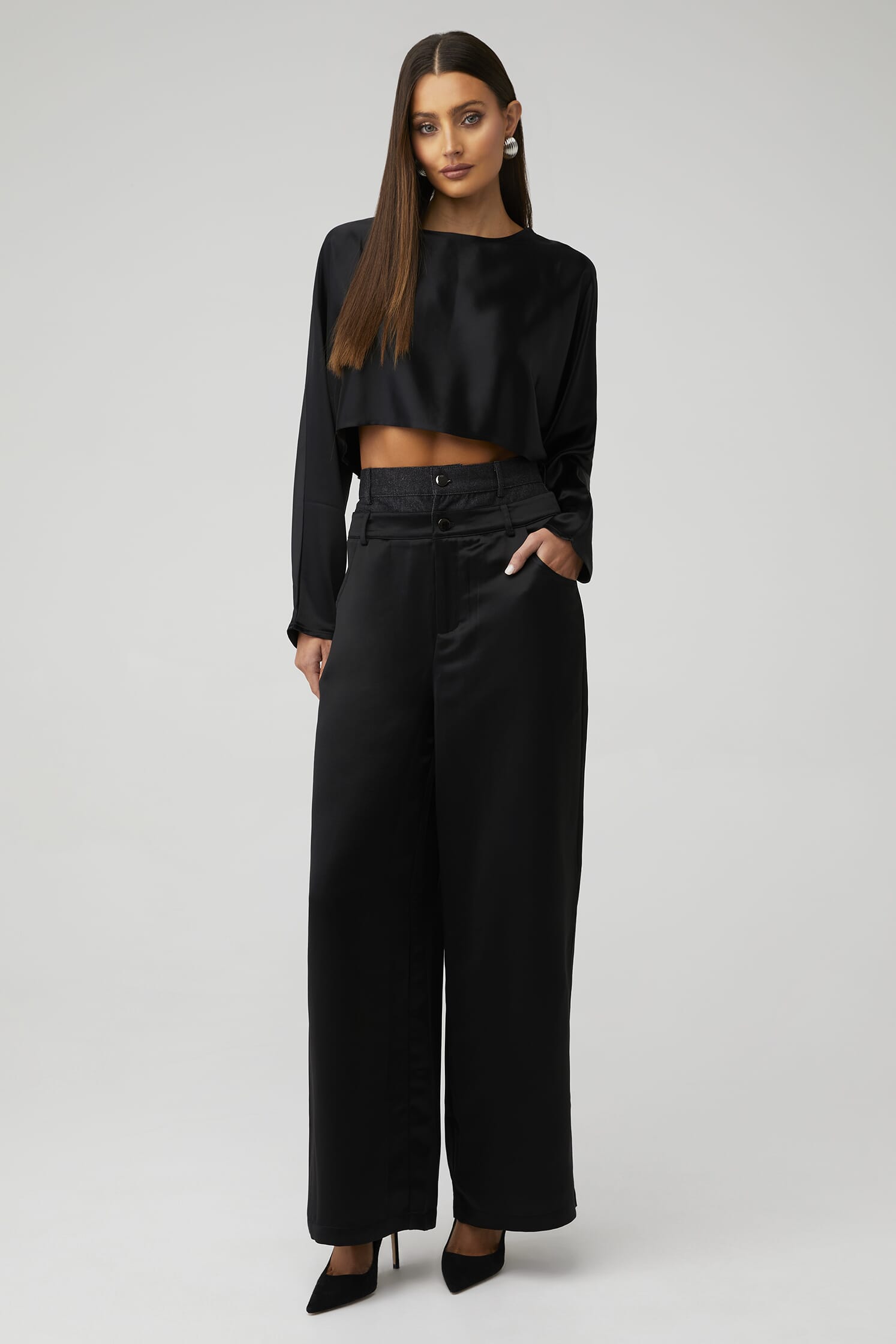 Emmy Wide Leg Cropped Pant in Tan