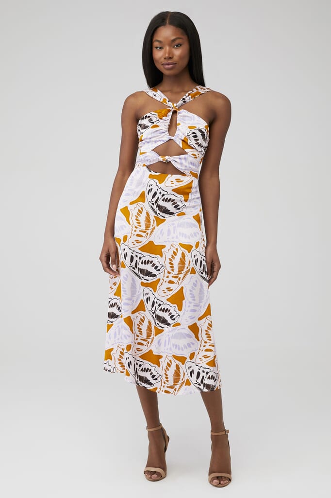 For Love & Lemons Esmerelda Midi Dress in Orange FashionPass