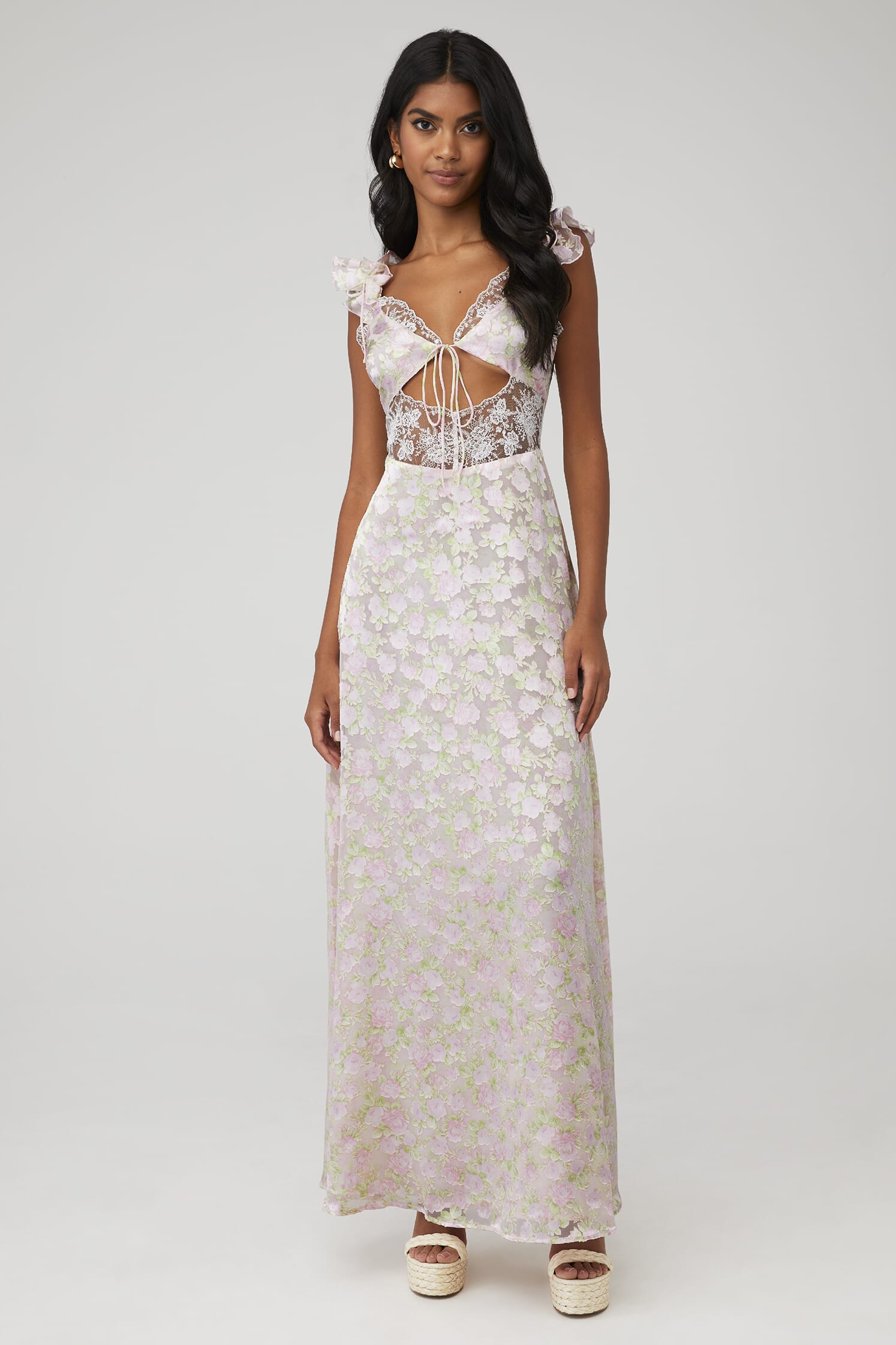 For Love And Lemons Estelle Maxi Dress In Pink Fashionpass