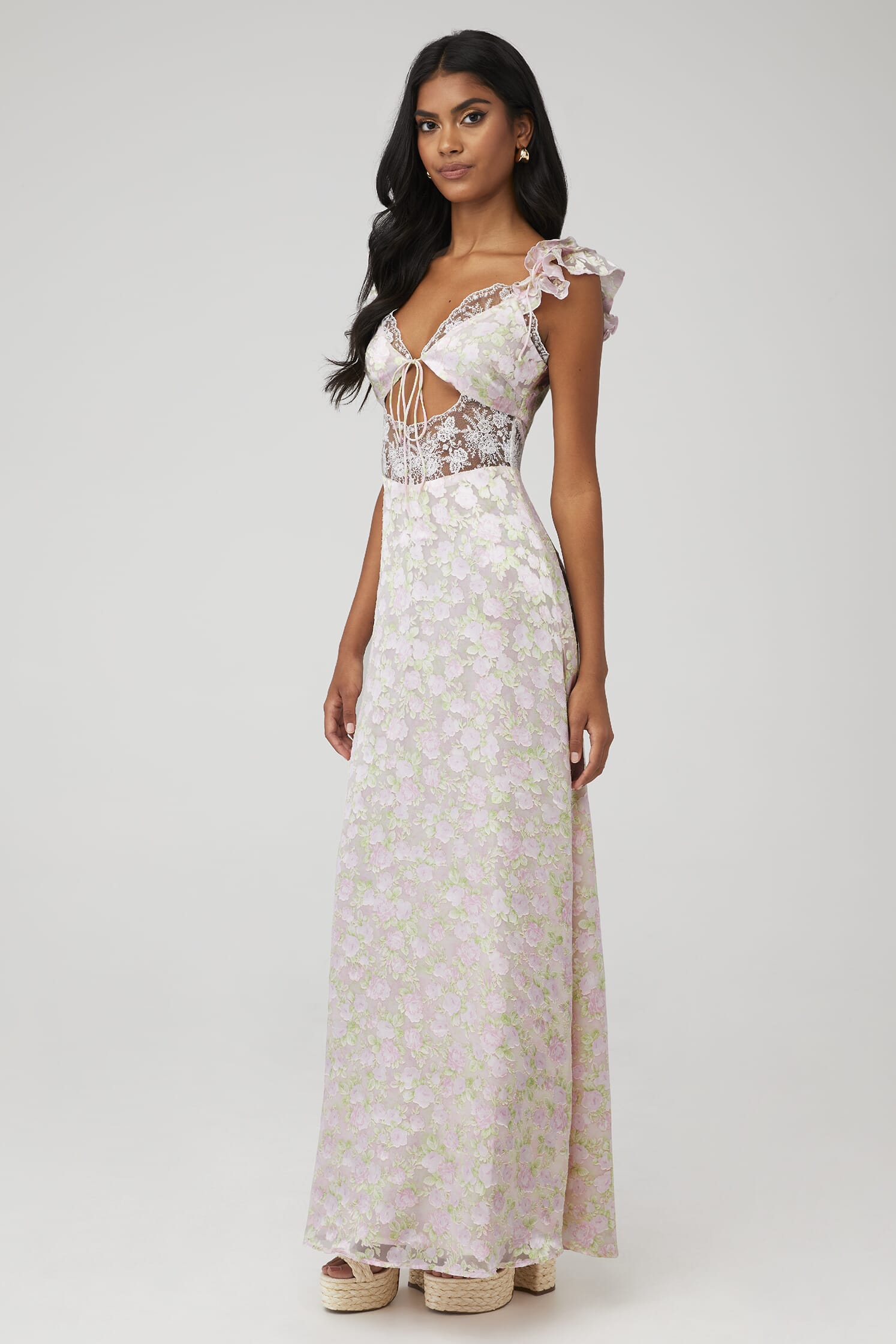 For Love & Lemons | Estelle Maxi Dress in Pink| FashionPass
