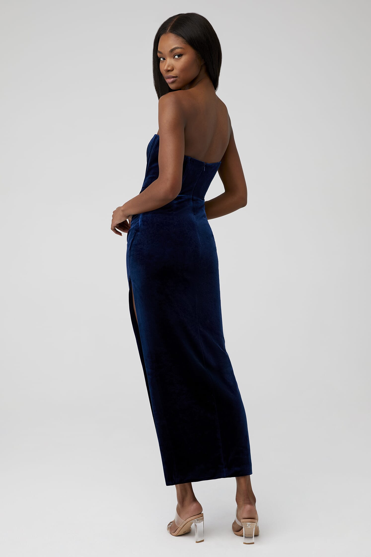 knee length dresses for ladies The Midi Velvet Wrap Dress w/ Balloon Sleeves