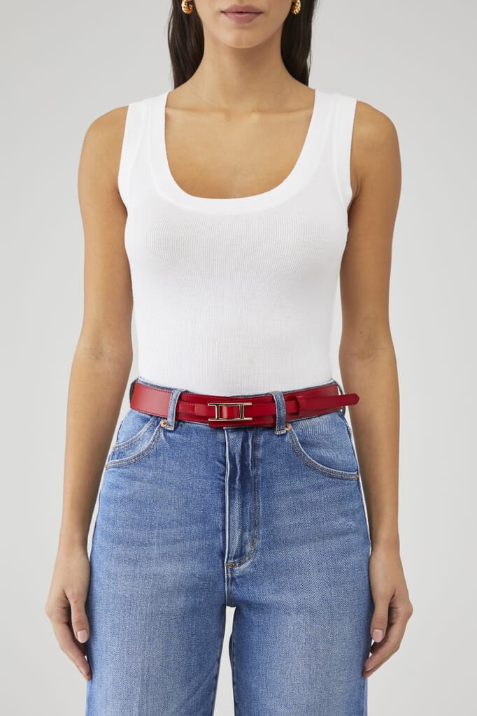 Good American | Classic Saddle Buckle Belt in Luggage005  display picture 3