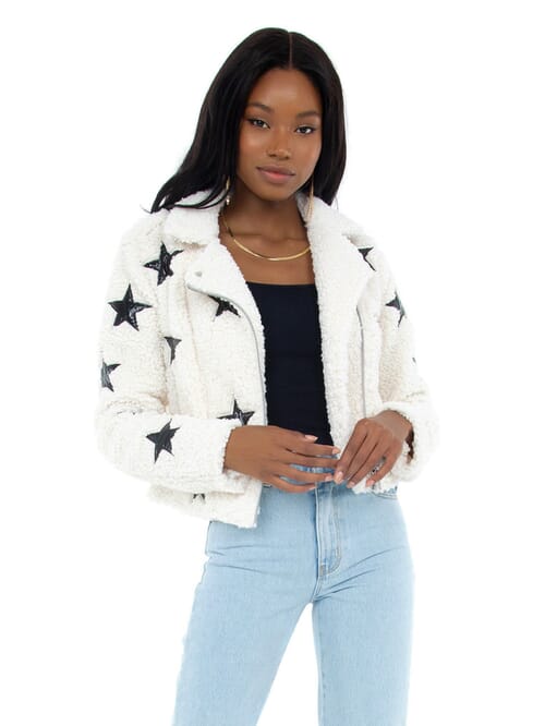 Blank NYC | Faux Fur Moto Jacket in Northern Stars| FashionPass