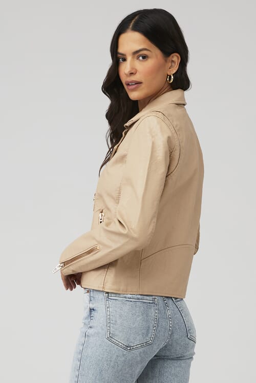 Light faux leather on sale jacket