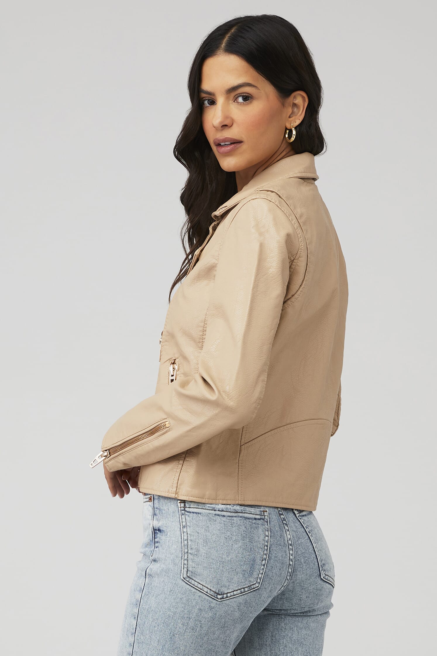 Blank NYC | Faux Lear Moto Jacket in Natural Light| FashionPass