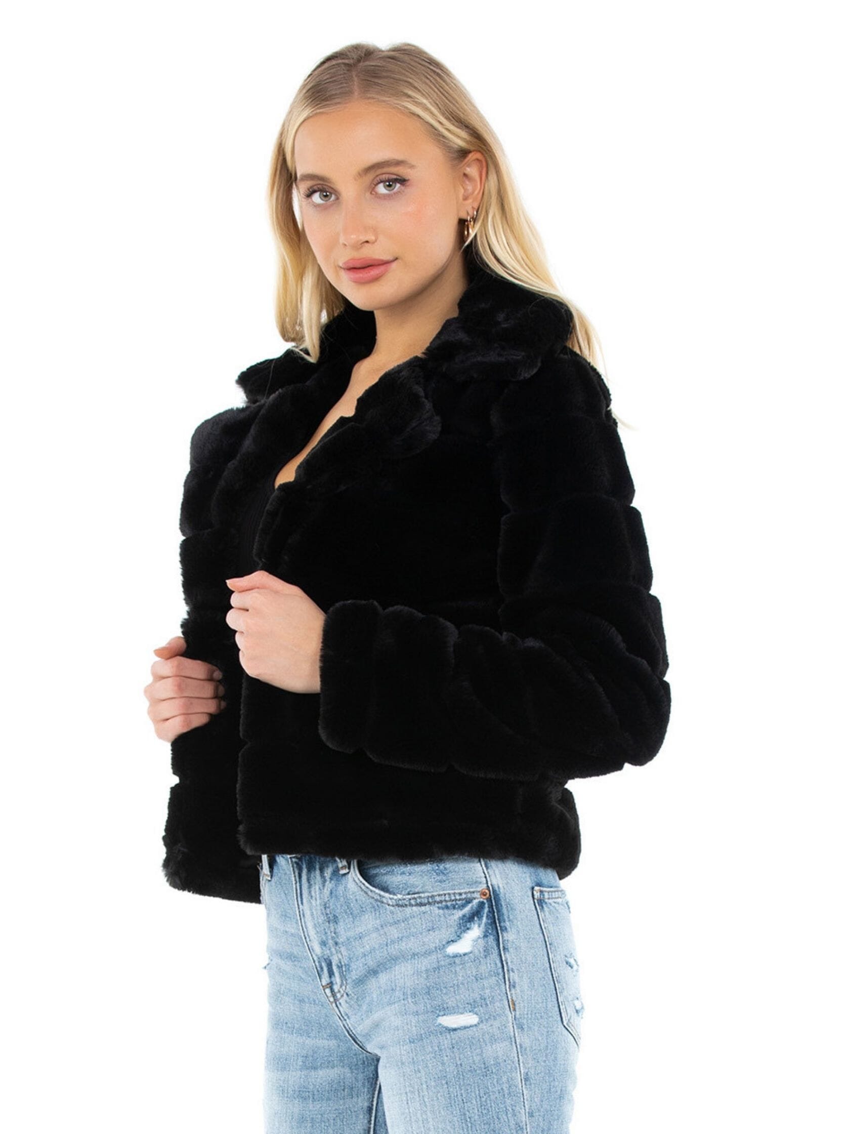 Blank NYC | Faux Fur Jacket in Black| FashionPass