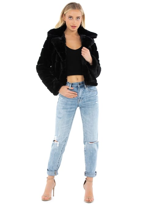 Blank NYC | Faux Fur Jacket in Black| FashionPass