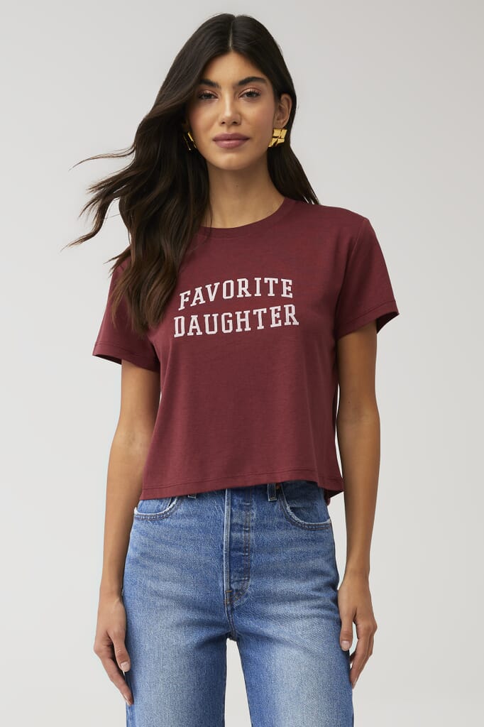 Favorite Daughter | Favorite Daughter Cropped Collegiate Tee in Sangria ...