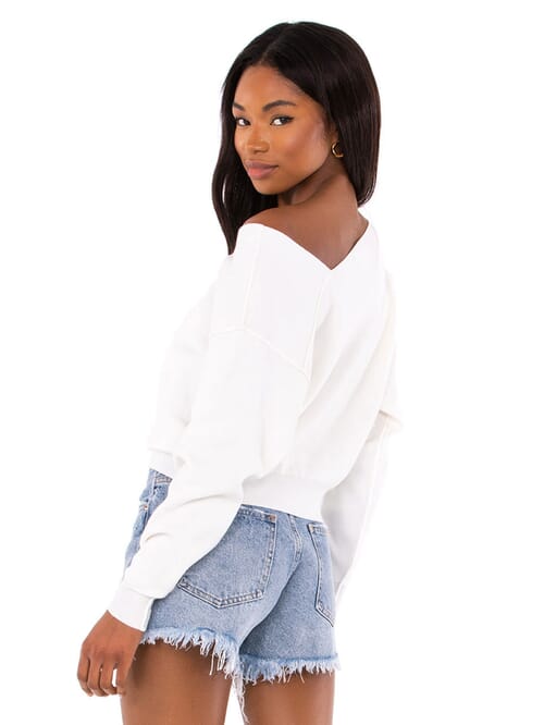 Favorite Off Shoulder Sweater in White 