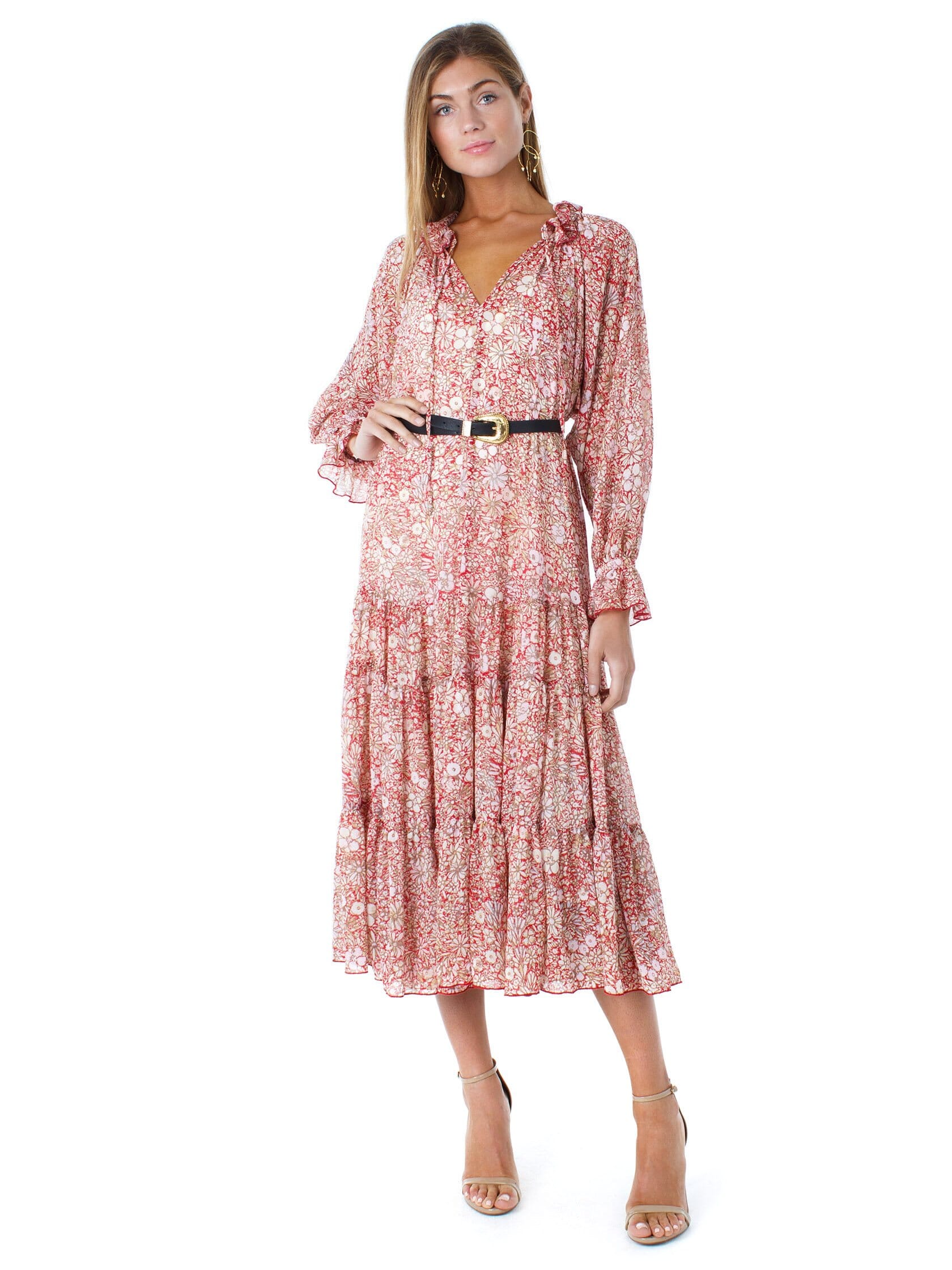 Free People Feeling Groovy Maxi Dress in Red Combo
