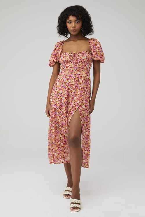 Picone×Laxebirdie FeliciaDress For Love & Lemons | Felicia Midi Dress in Red| FashionPass