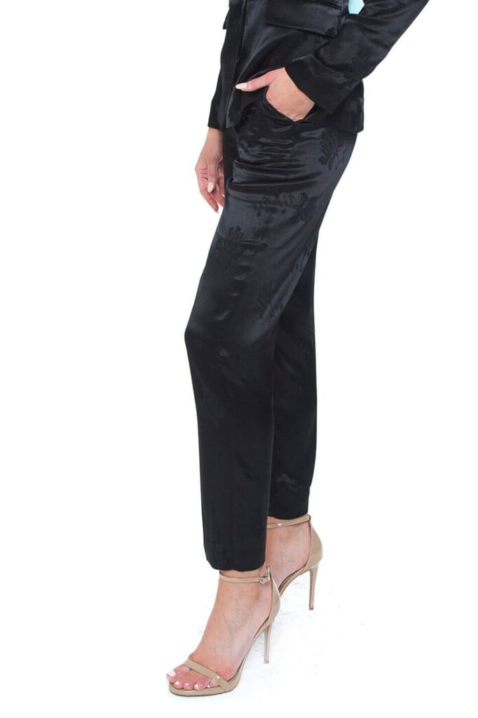 1.STATE Floral Jacquard Wide Leg Pant in Rich Black