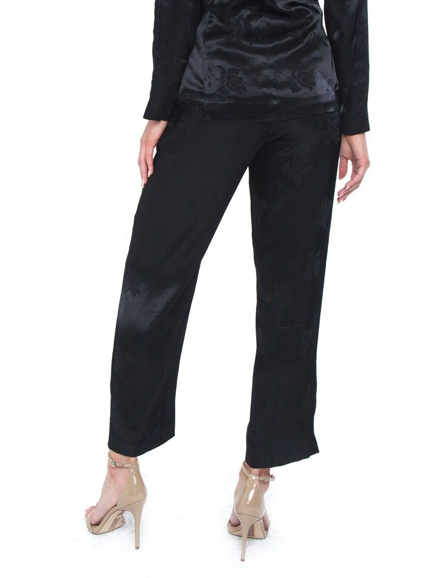 1.STATE Floral Jacquard Wide Leg Pant in Rich Black