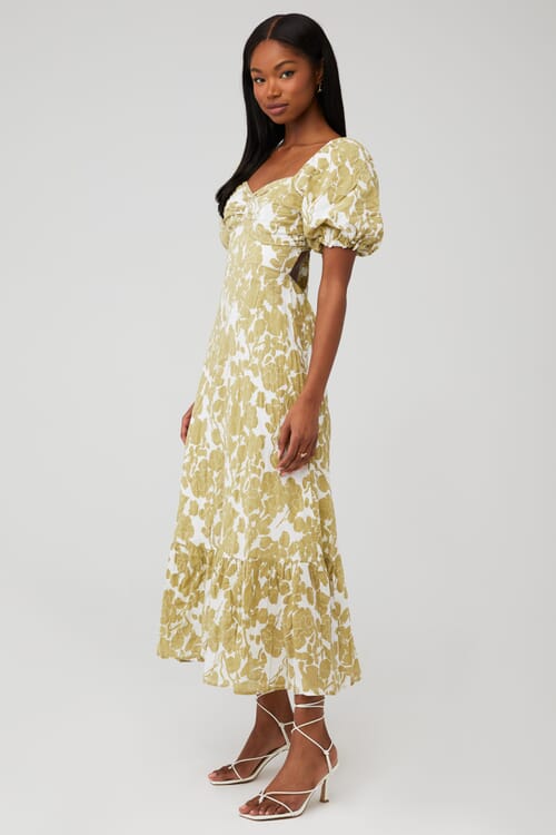 English Factory | Floral Print Maxi Dress in Tan| FashionPass